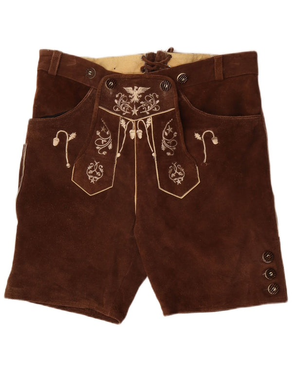 Damskie zamszowe szorty VINTAGE IT 50 XL W38 Brązowa skóra Paisley
