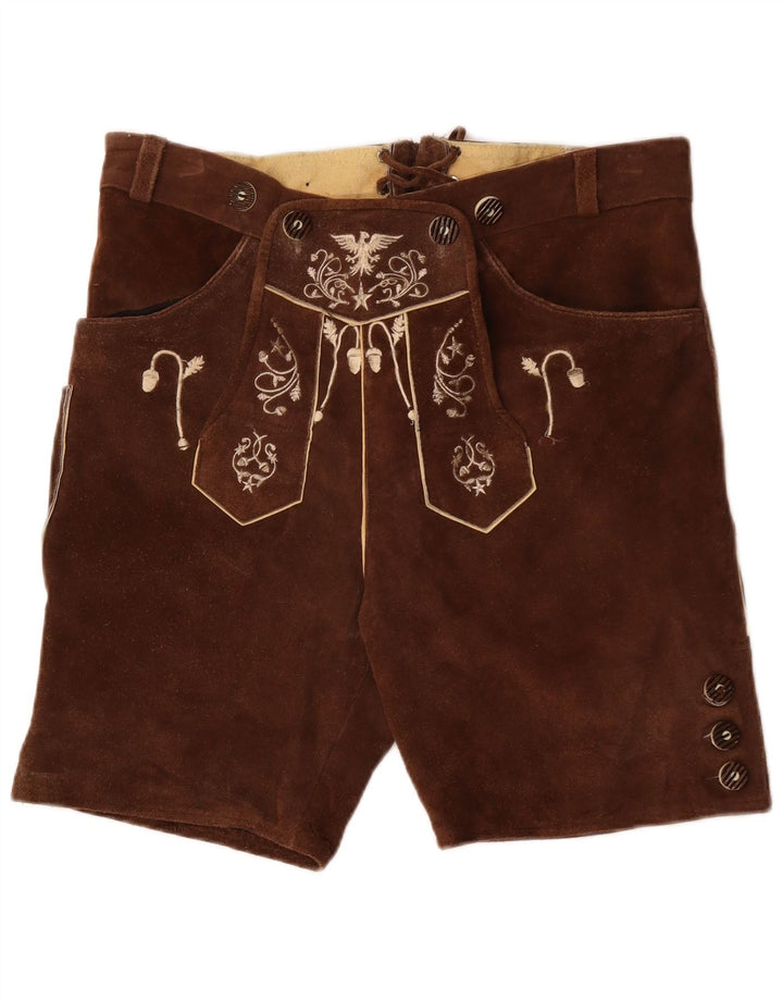 Damskie zamszowe szorty VINTAGE IT 50 XL W38 Brązowa skóra Paisley