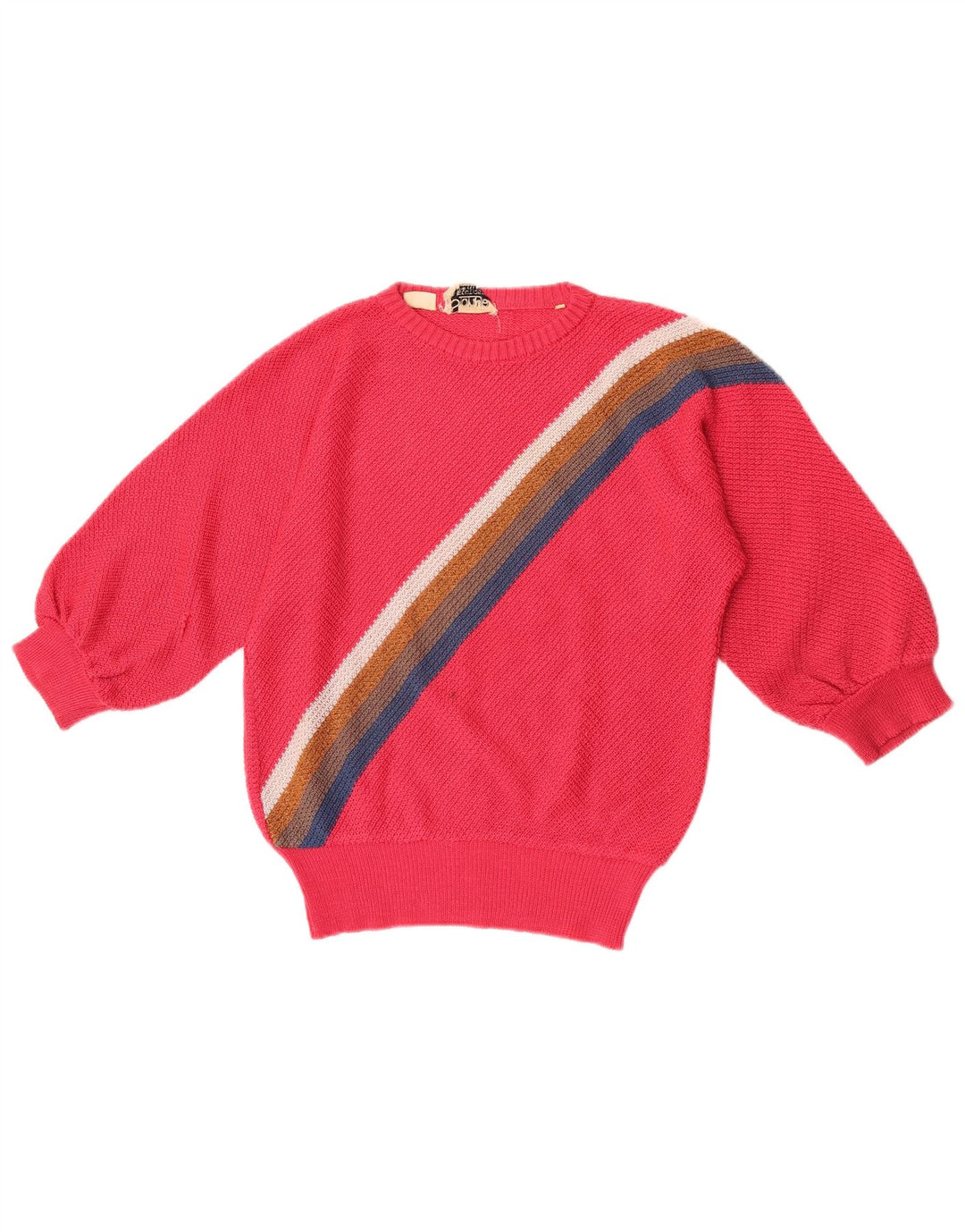 Damski sweter oversize Sonya z okrągłym dekoltem UK 10 w małe różowe paski