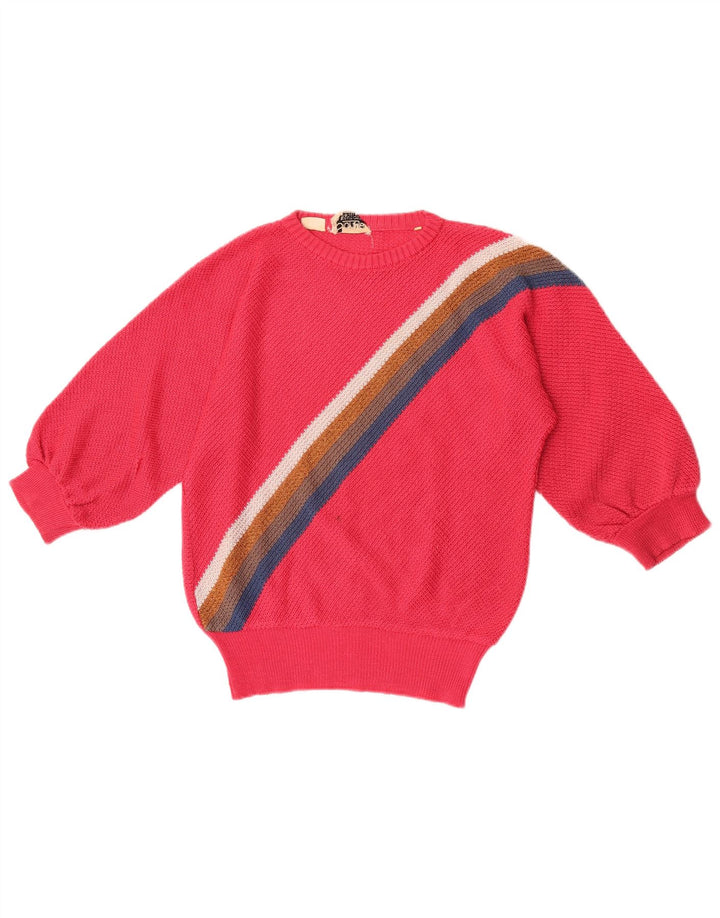 Damski sweter oversize Sonya z okrągłym dekoltem UK 10 w małe różowe paski