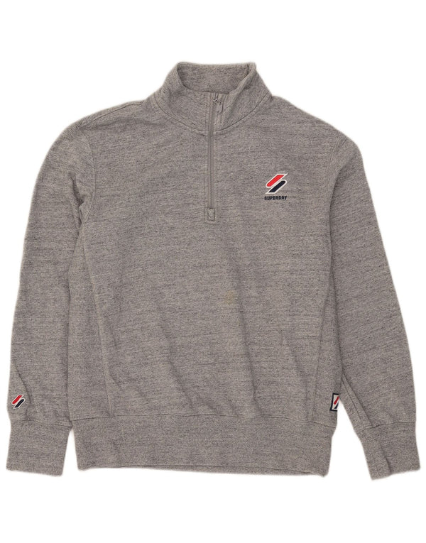 Męski sweter z zamkiem błyskawicznym Superdry, duży, szary, bawełniany