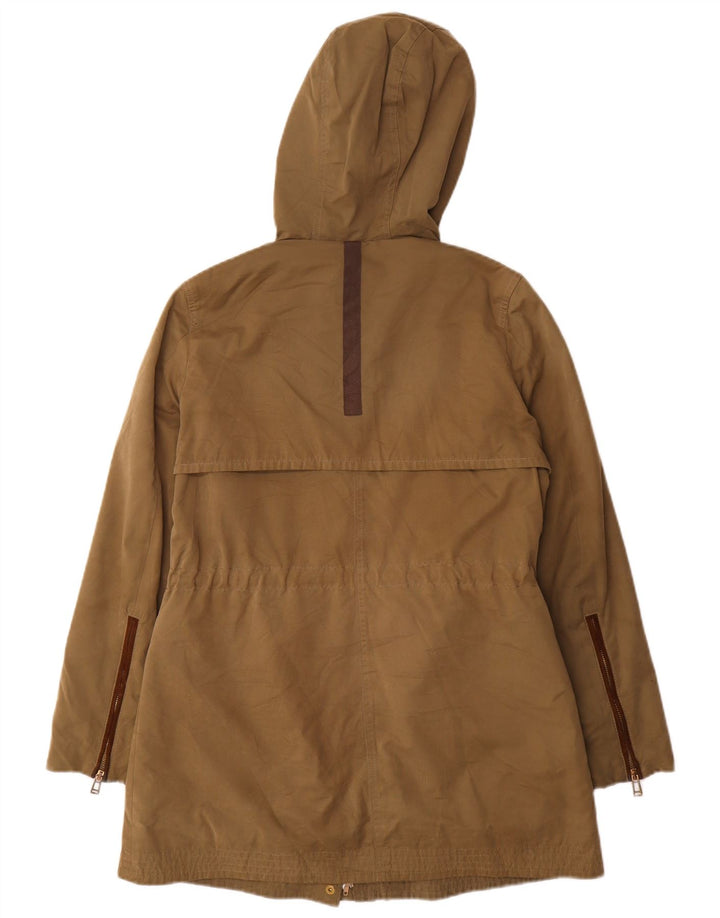 Damska kurtka parka z kapturem Zara UK 14, średni khaki, poliester