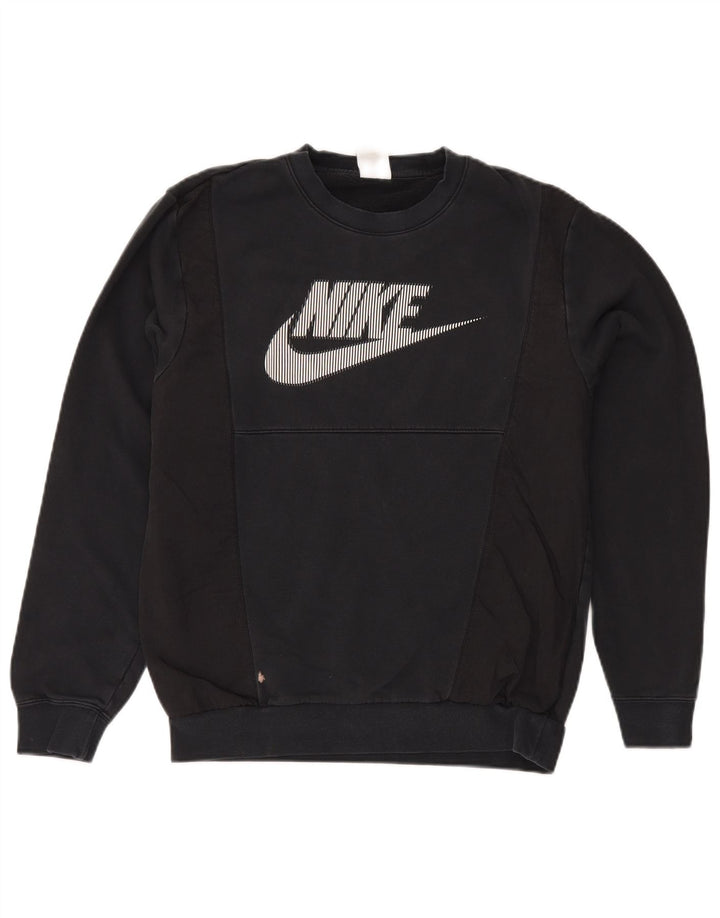 Męska bluza z grafiką Nike, mała, czarna, bawełniana z blokami kolorów
