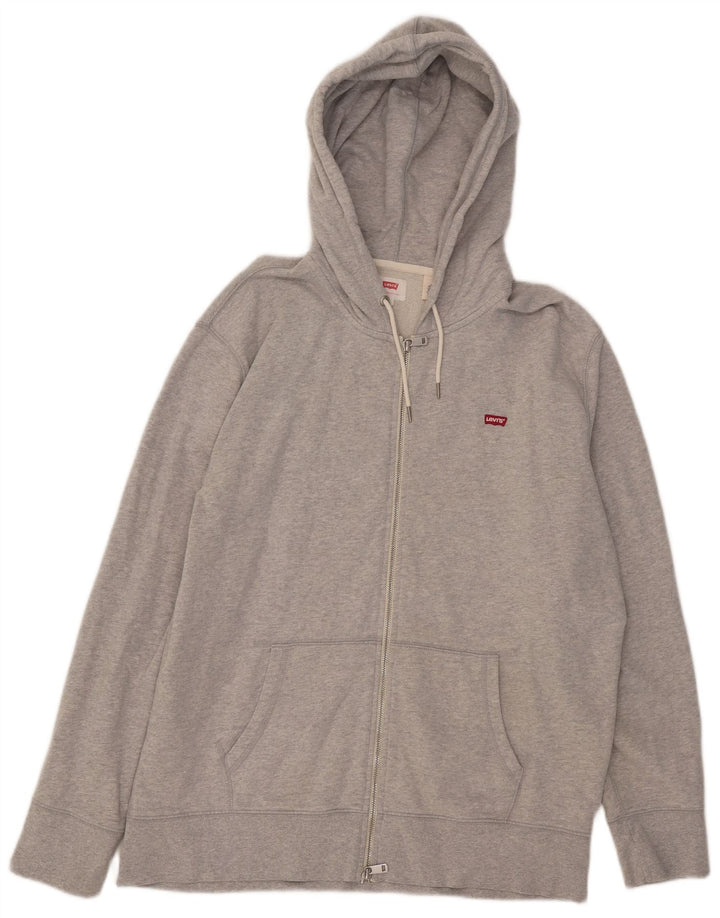 Męski sweter z kapturem i zamkiem błyskawicznym Levi's, duży, szary, z bawełny w plamki