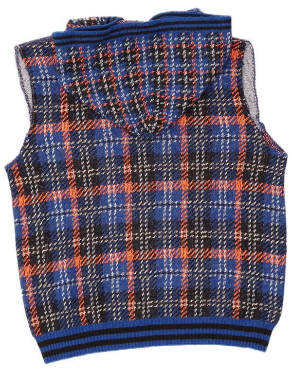 Damski podkoszulek bezrękawnik z kapturem i kamizelką Benetton UK 18 XL w niebieską kratkę