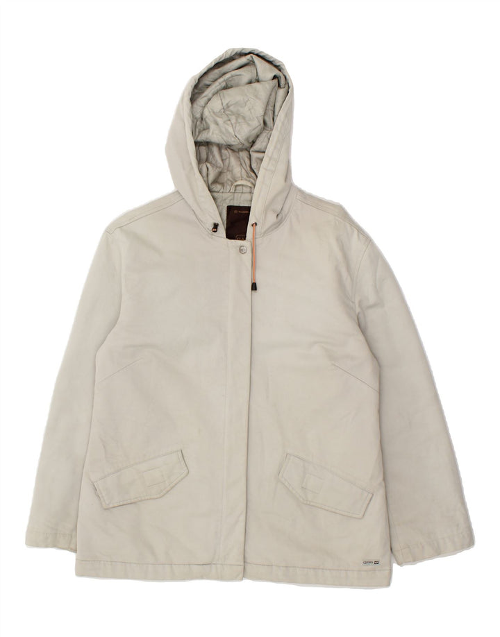 GAS Womens Hooded Windbreaker Jacket UK 14 Medium White Cotton Vintage Gas and Second-Hand Gas from Messina Hembry 