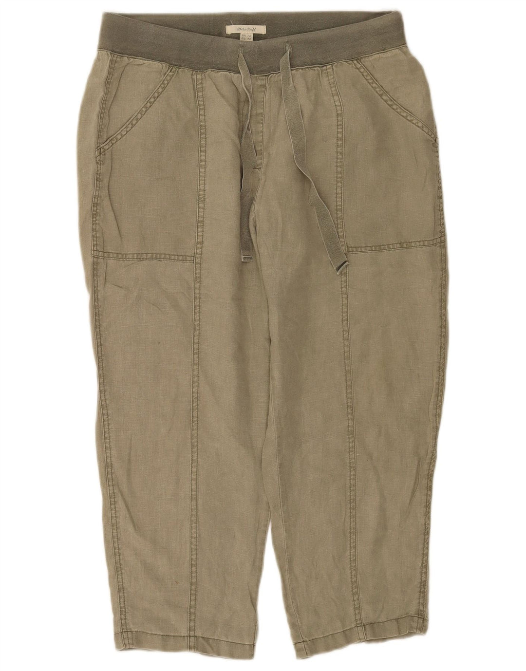 Damskie krótkie spodnie White Stuff UK 12 Medium W32 L23 Khaki Linen