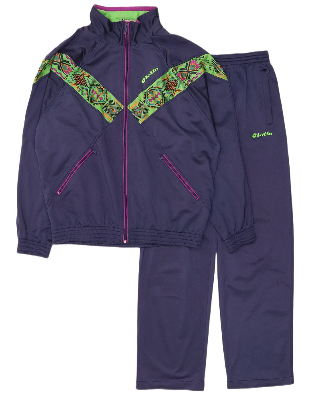 Kompletny dres męski LOTTO XL, granatowy, geometryczny, poliester
