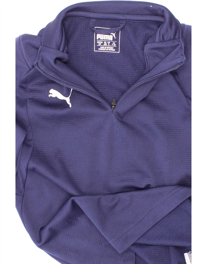 Chłopięcy dres Puma z zamkiem błyskawicznym na szyi, 7-8 lat, granatowy
