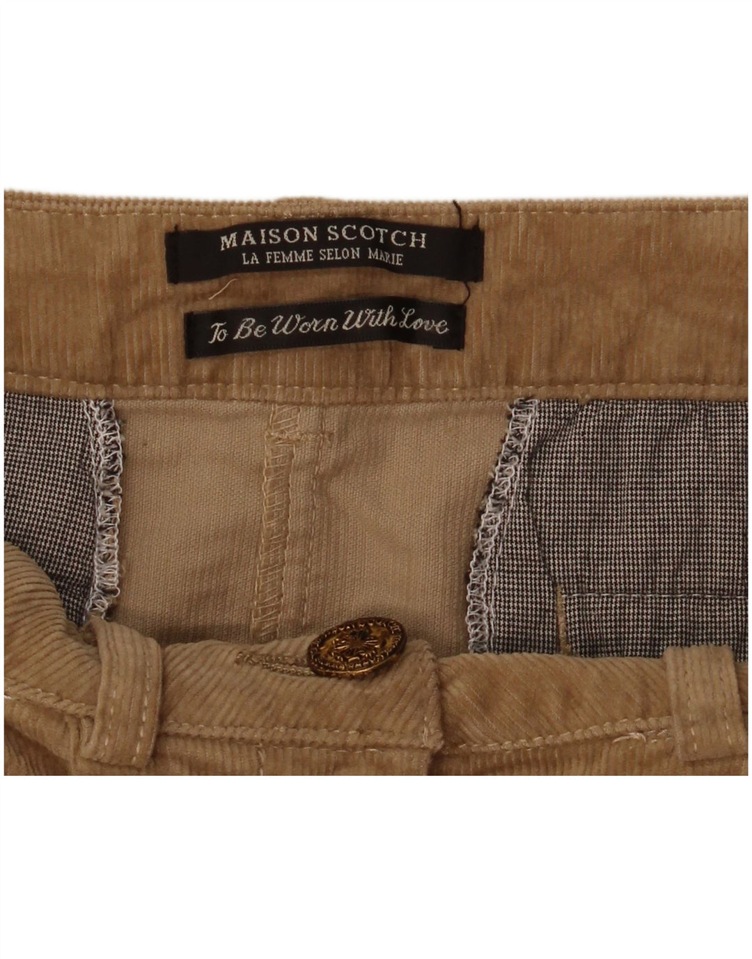 Damska sztruksowa mini spódniczka Maison Scotch W34, duża brązowa