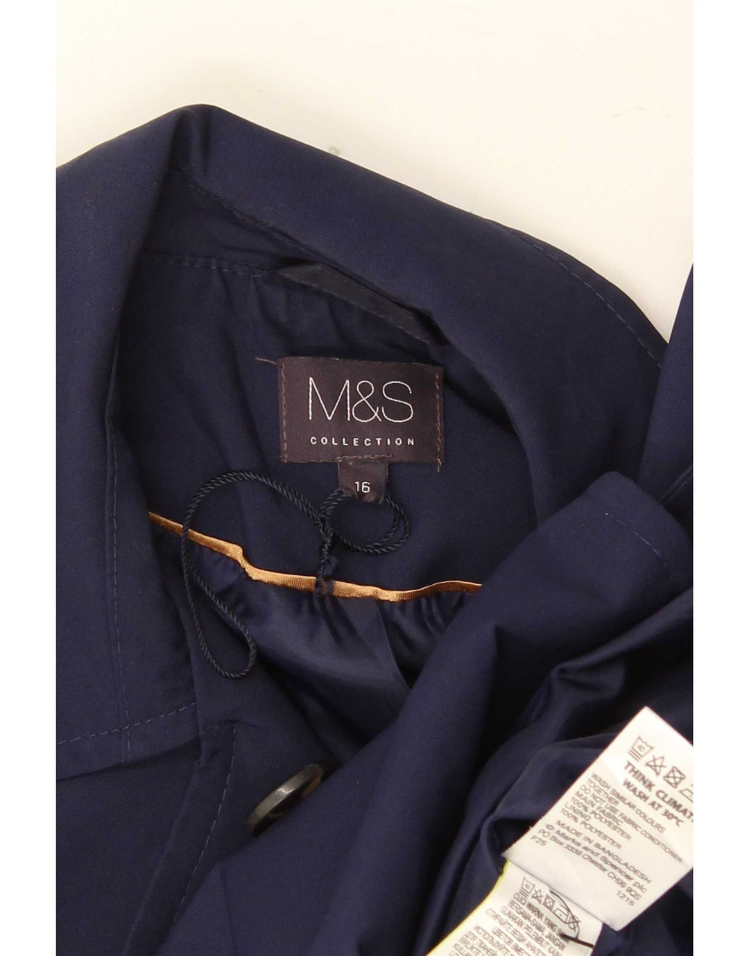 Marks & Spencer Damski płaszcz grochowy UK 16, duży, granatowy, poliester