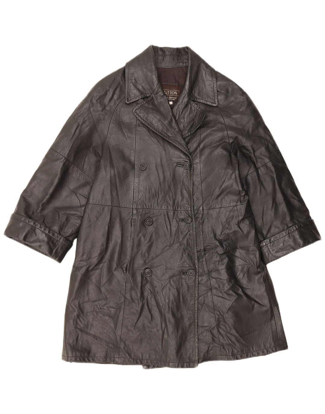 Damski płaszcz skórzany VINTAGE IT 48 XL czarny