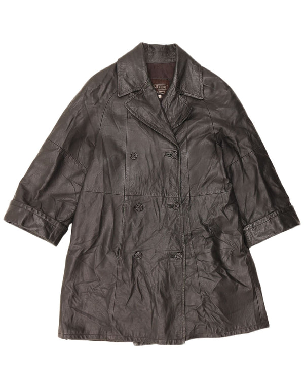 Damski płaszcz skórzany VINTAGE IT 48 XL czarny