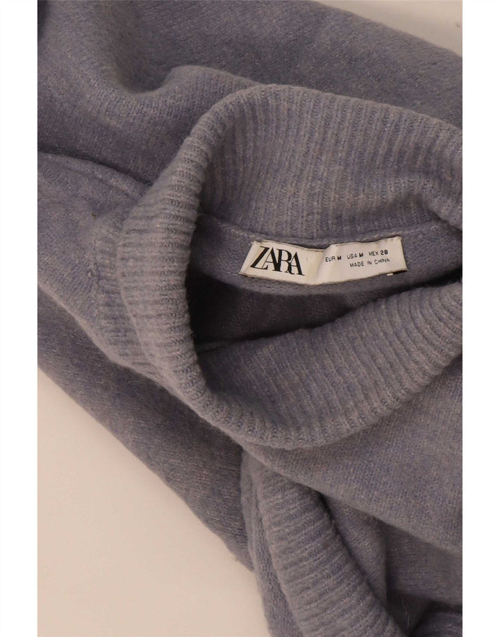 Damski sweter Zara Crop Oversize z golfem UK 14 Średni niebieski
