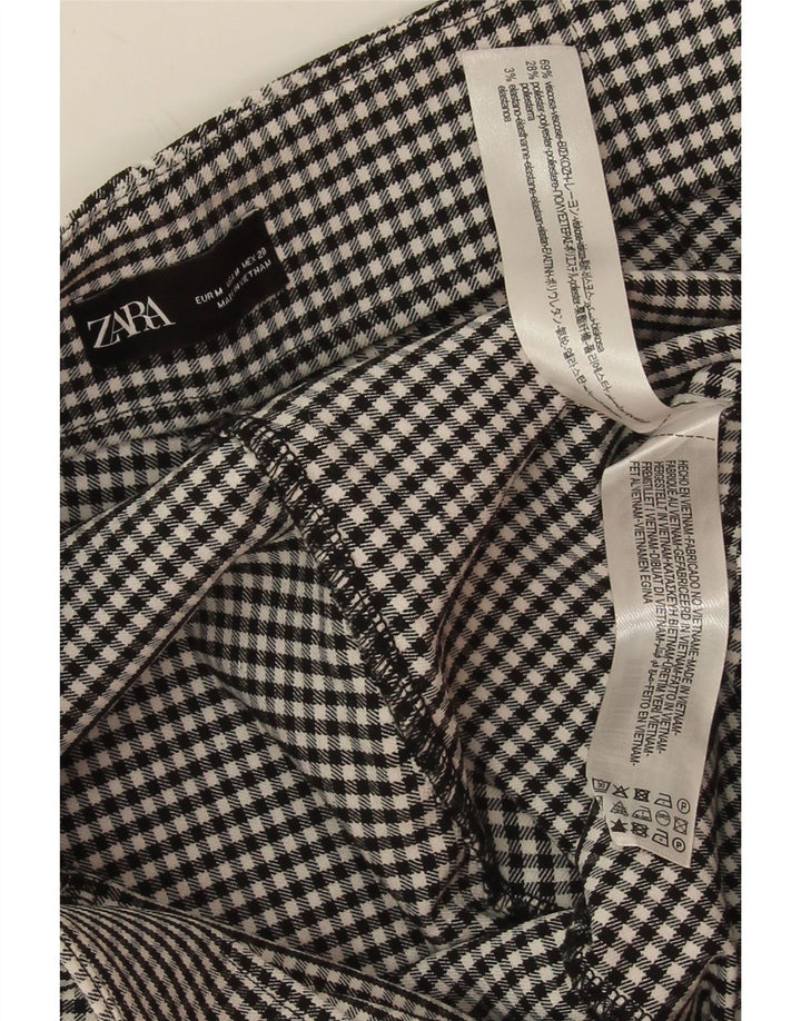 ZARA Womens Slim Casual Trousers Medium W28 L27 Black Houndstooth Viscose Vintage Zara and Second-Hand Zara from Messina Hembry 