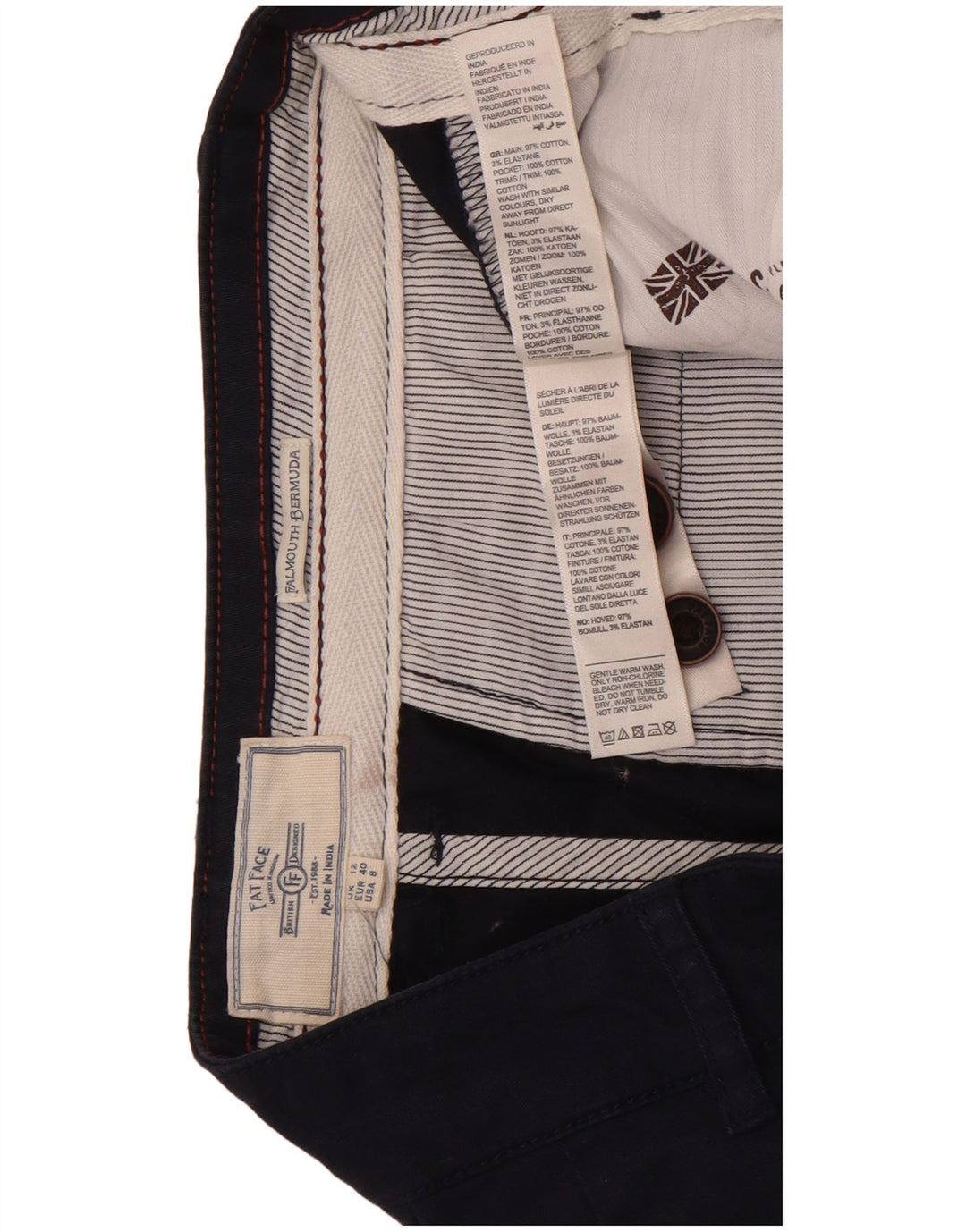 Damskie bermudy Fat Face UK 12 Medium W34 Granatowa bawełna