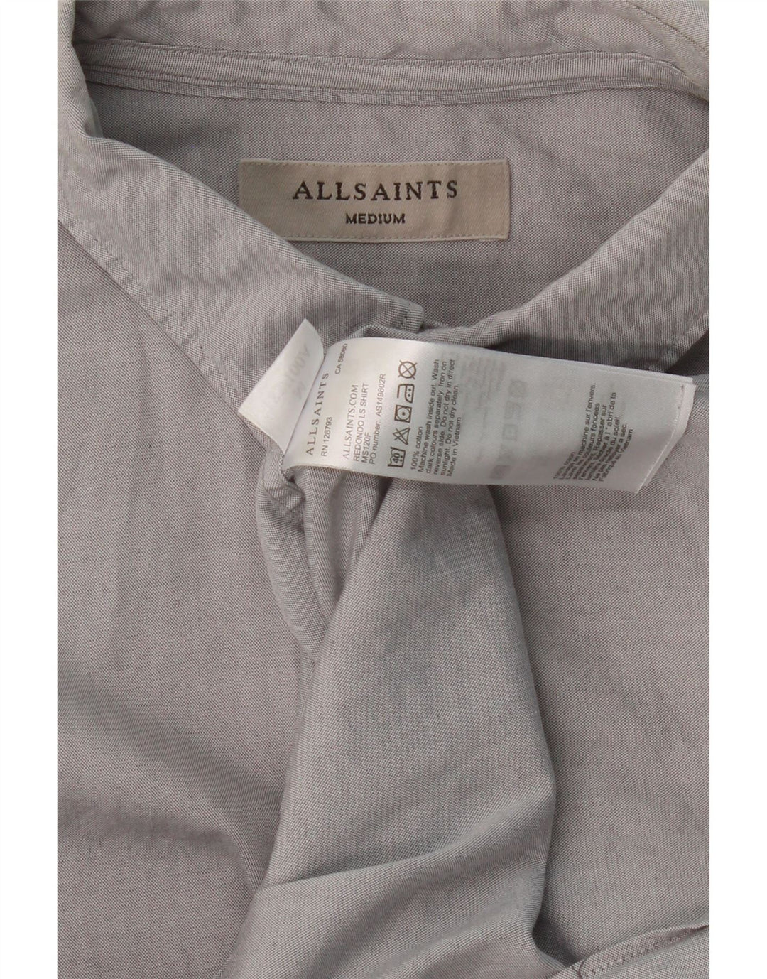 ALL SAINTS Mens Shirt Medium Grey Cotton Vintage All Saints and Second-Hand All Saints from Messina Hembry 