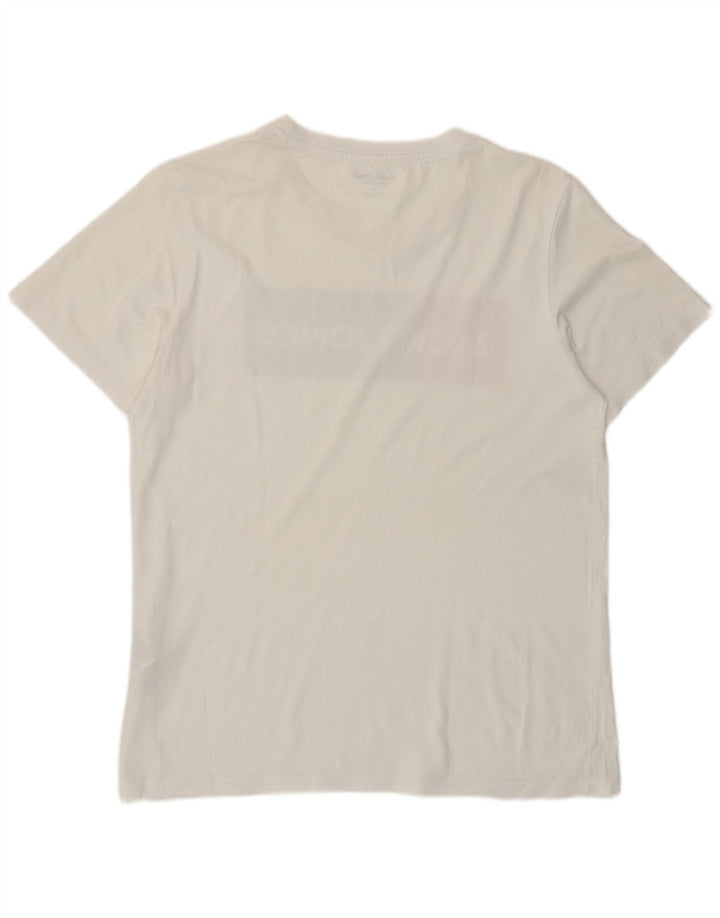 JACK & JONES Mens Graphic T-Shirt Top Large White Cotton
