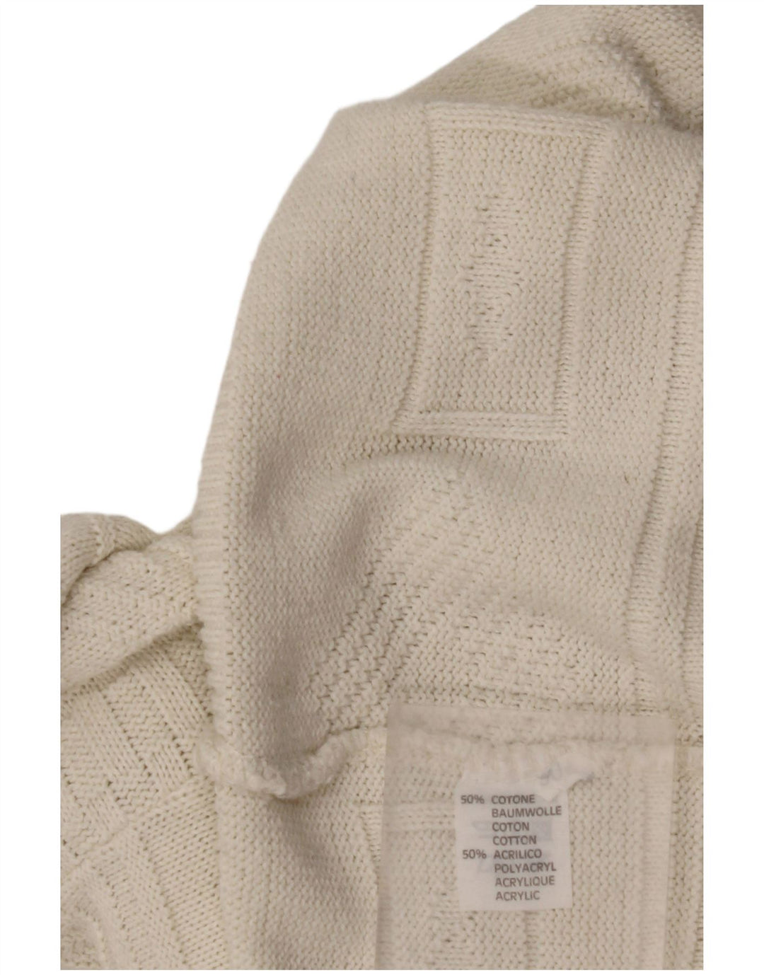 Męski sweter z okrągłym dekoltem w stylu VINTAGE, duży, biały, geometryczny, bawełniany