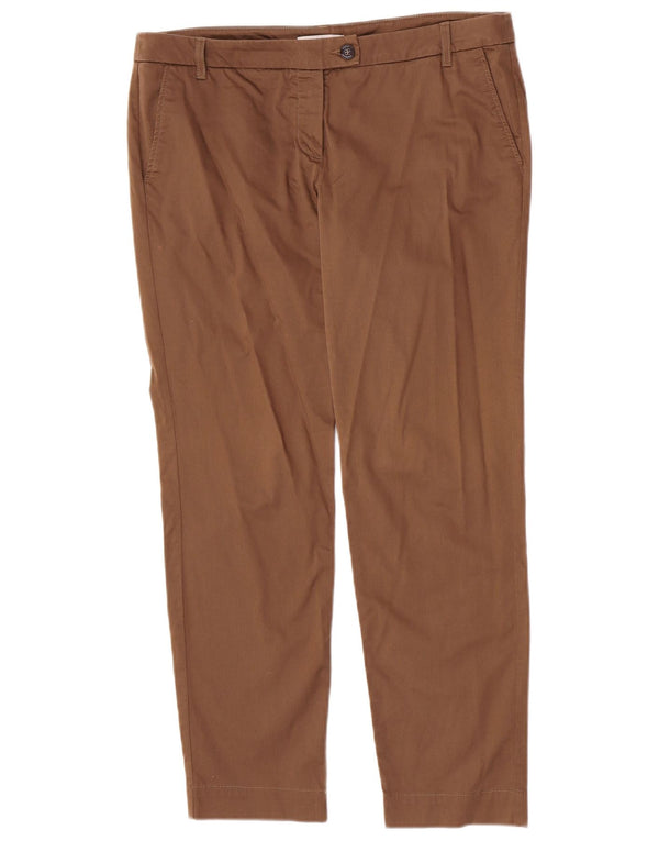 Damskie proste spodnie garniturowe Marella UK 16 Large W34 L28 Brązowa bawełna