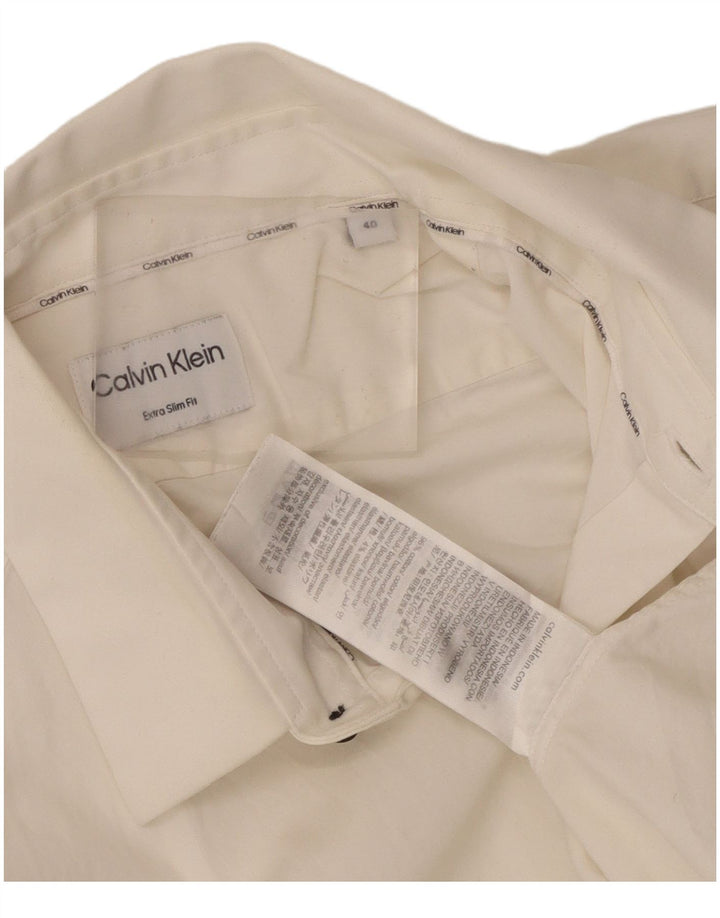 Męska koszula Calvin Klein Extra Slim Fit, rozmiar 40, średnia biała bawełna