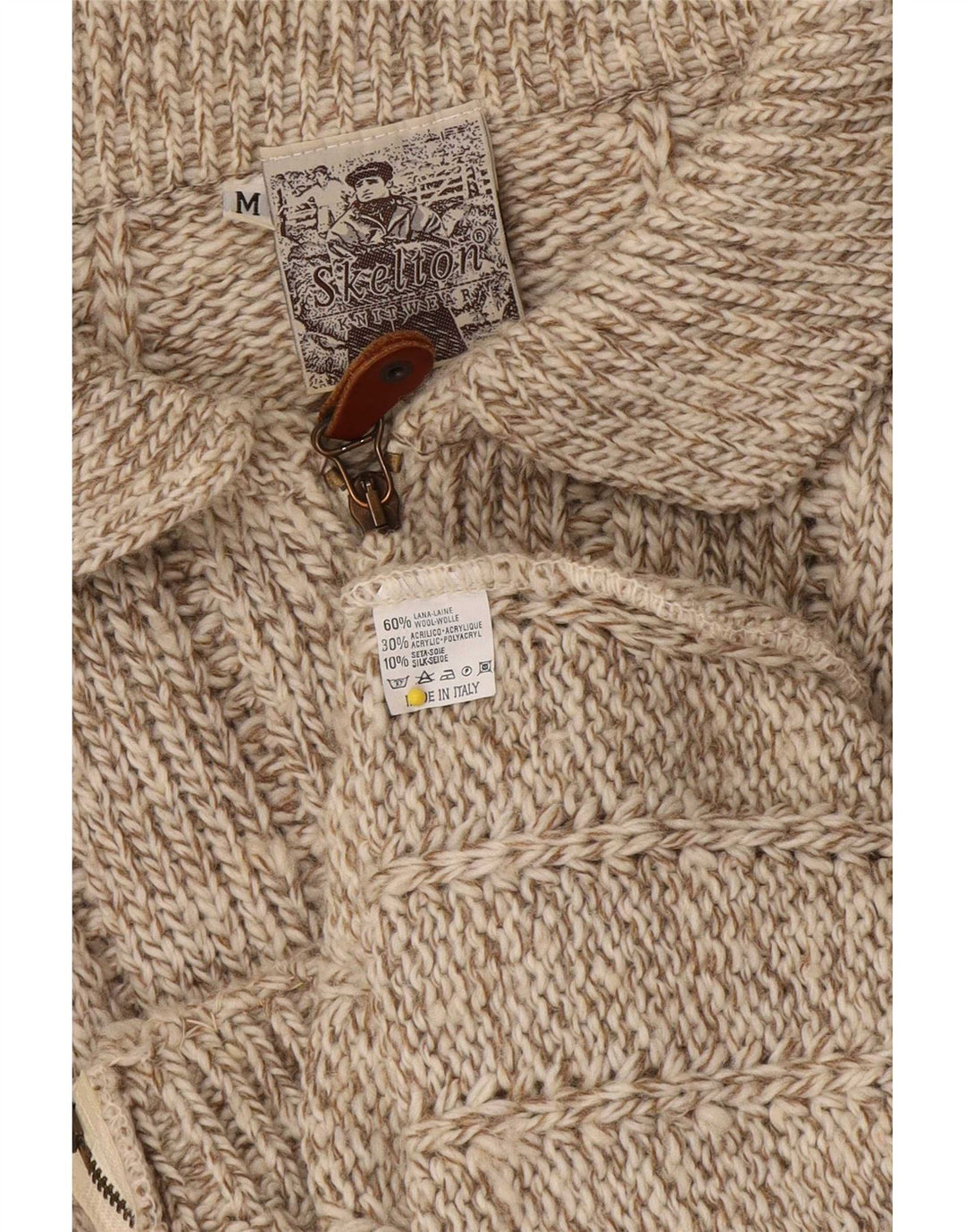 Sweter damski w stylu vintage, UK 14, średni brązowy, wełniany nakrapiany