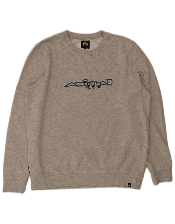 Męska bluza z grafiką zwierząt, sweter XL, szara bawełna