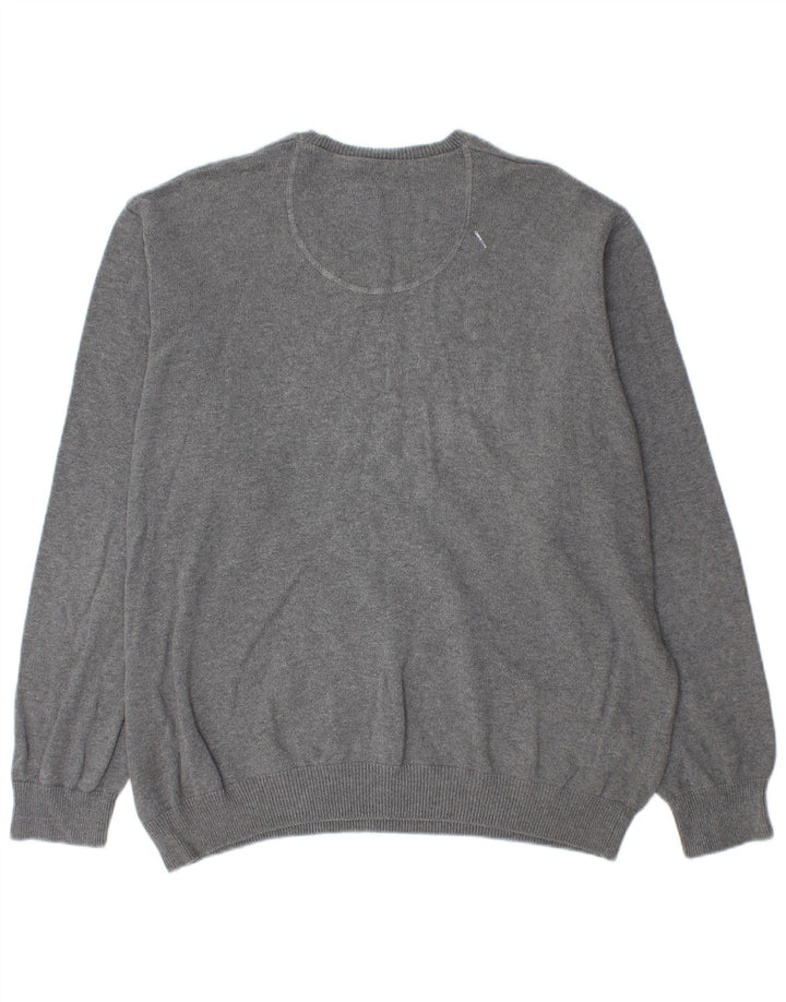 Męski sweter Marks & Spencer Blue Harbor z dekoltem w kształcie litery V, 2XL, szary, bawełniany