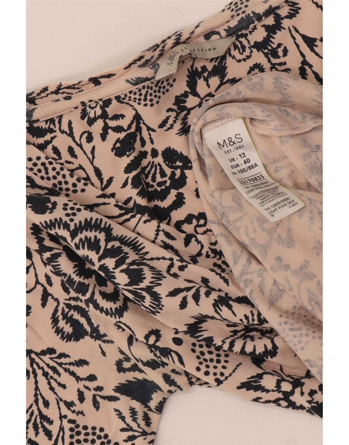 Marks & Spencer Damska bluzka z rękawem 1/2, UK 12, średni różowy kwiatowy