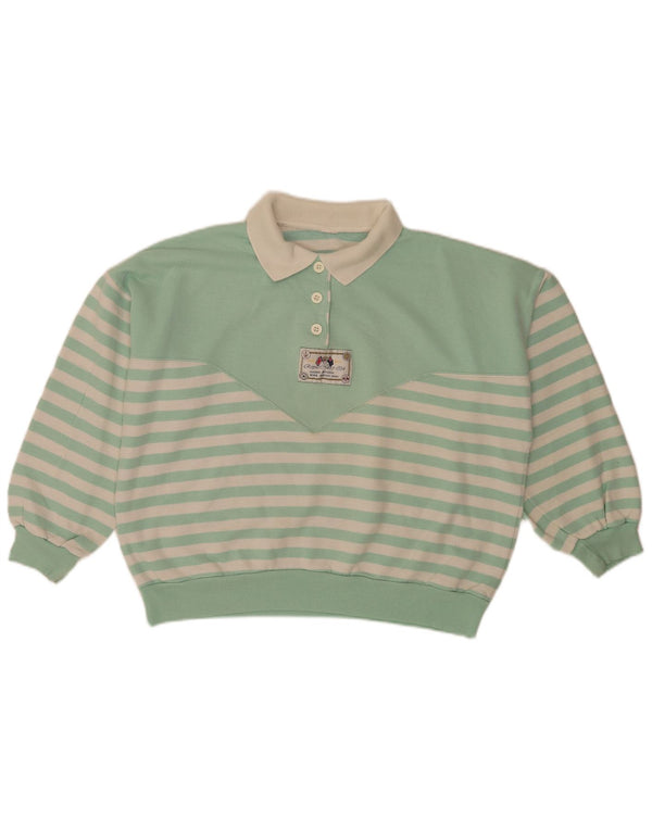Sweter damski w stylu vintage, UK 14, duży, zielony, w paski, retro