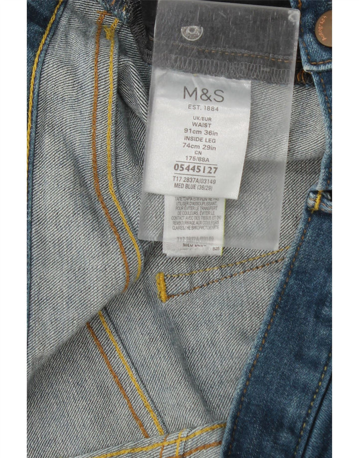 Marks & Spencer Męskie jeansy proste z autografem W36 L27 Niebieskie bawełniane