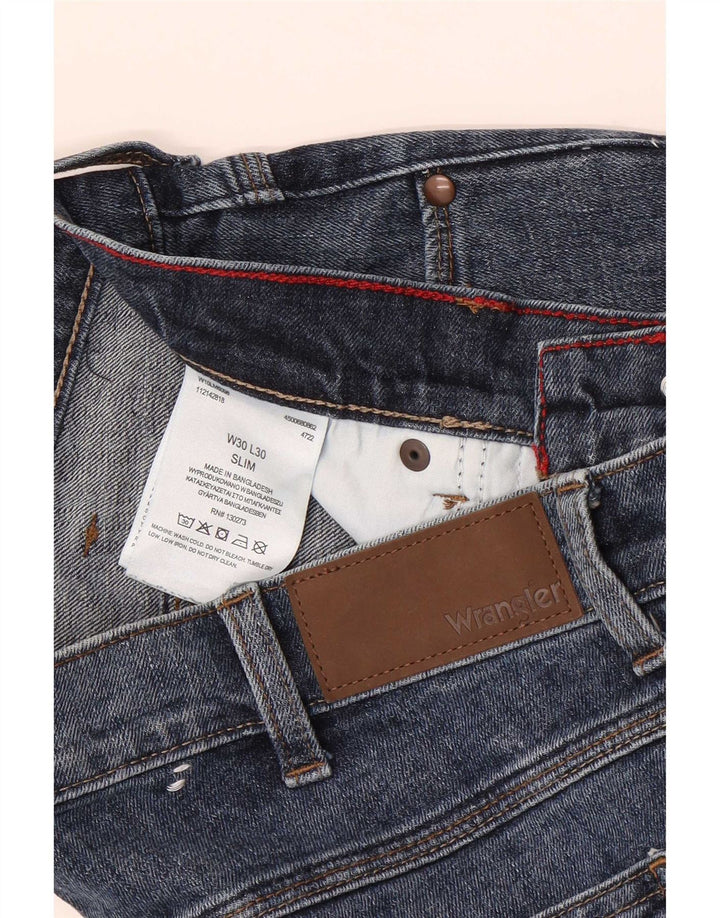 Wrangler Męskie jeansy slim W30 L30 Niebieskie bawełniane