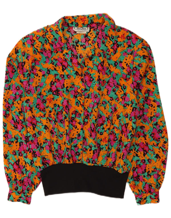 Vintage Womens Long Sleeve Blouse Top UK 16 Large Multicoloured Floral