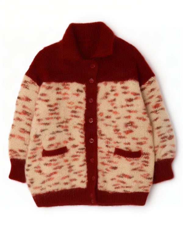 Sweter damski w stylu vintage, UK 20 2XL, czerwony, nakrapiany