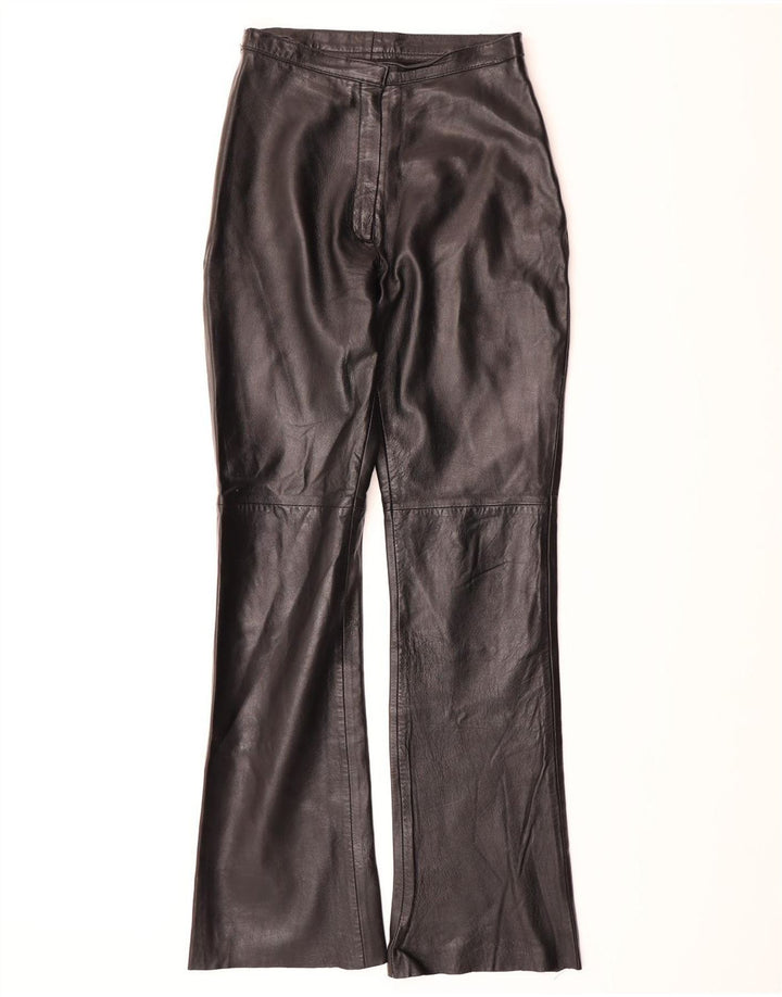 PARAGON Womens Bootcut Leather Trousers UK 12 Medium W28 L32 Black Leather