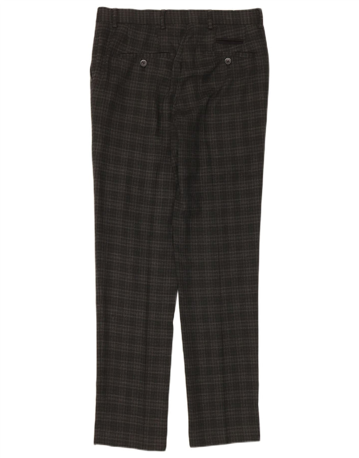 Męskie spodnie garniturowe typu slim fit Penguin W30 L32 Szara kratka z poliestru