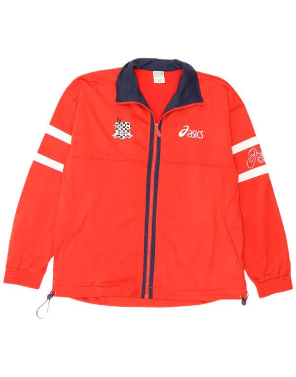 Męska kurtka dresowa Asics z grafiką XL, czerwona, poliestrowa