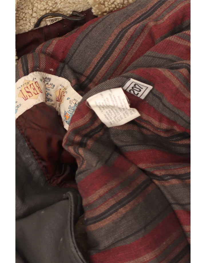 Męska kurtka skórzana vintage UK 40 duża brązowa Colorblock