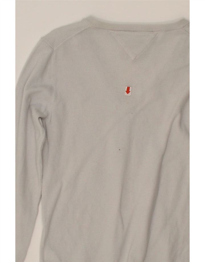 TOMMY HILFIGER Mens V-Neck Jumper Sweater Small Grey Cotton Vintage Tommy Hilfiger and Second-Hand Tommy Hilfiger from Messina Hembry 
