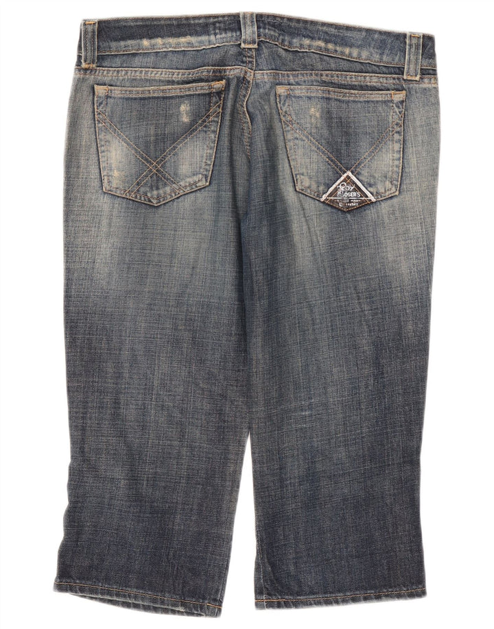 Dżinsy Capri Roy Rogers Womens Seven Bell w trudnej sytuacji W34 L20 Niebieskie