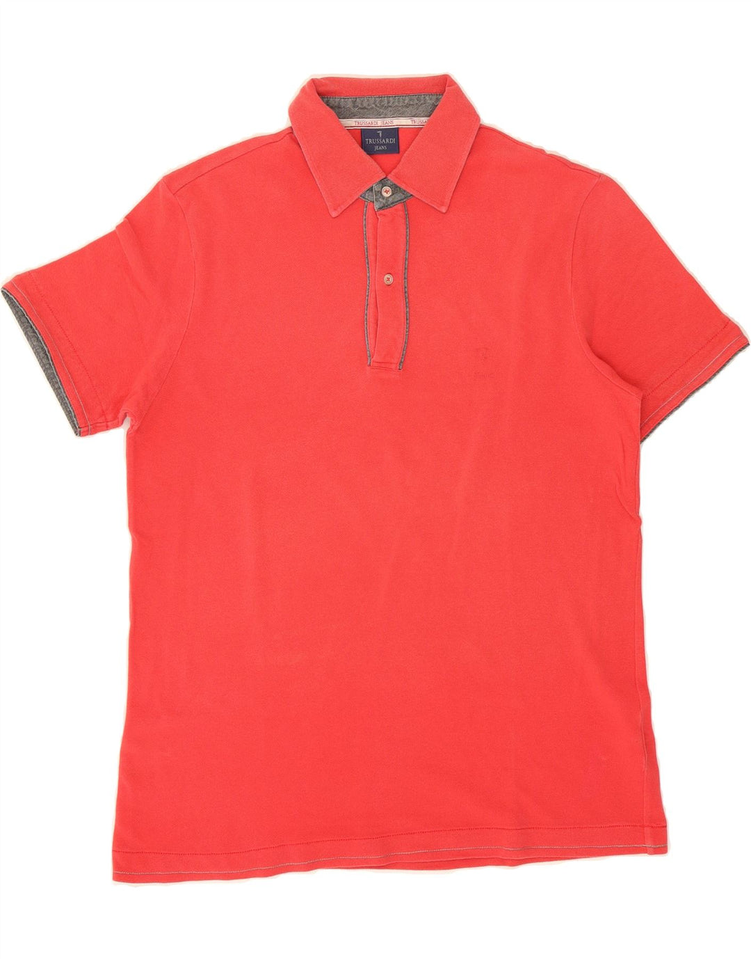 TRUSSARDI JEANS Mens Polo Shirt Large Red Cotton Vintage Trussardi Jeans and Second-Hand Trussardi Jeans from Messina Hembry 