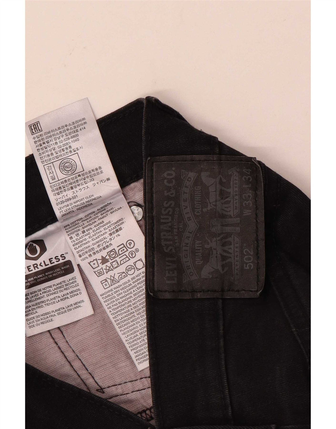 Męskie jeansy Levi's 502 Tapered W33 L34 Czarna bawełna