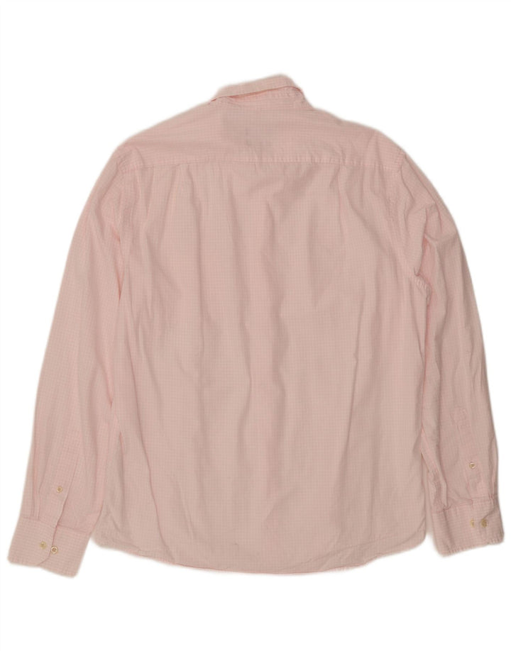 IZOD Męska koszula slim fit, duża, różowa bawełniana kratka