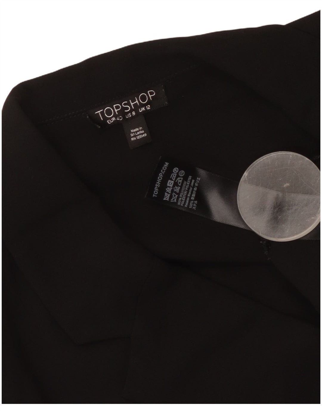 Topshop damski płaszcz UK 12, średni czarny poliester