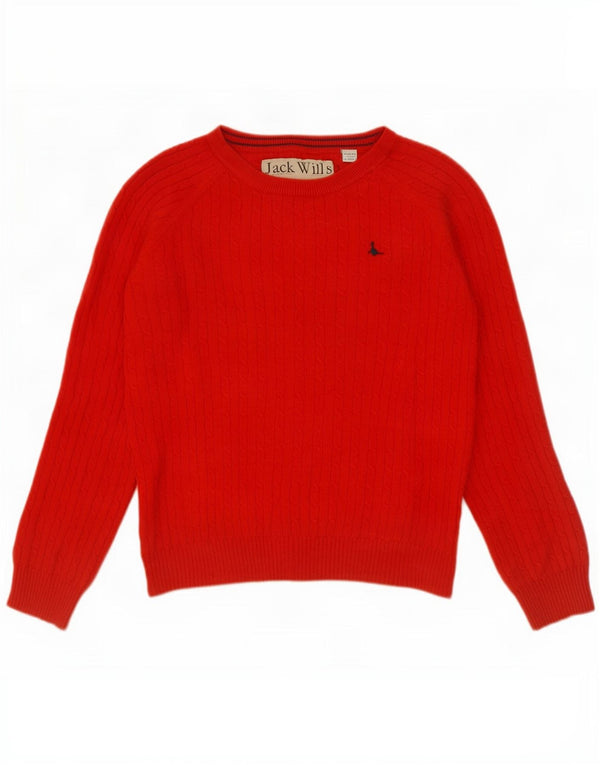 Sweter damski Jack Wills z dekoltem w łódkę, UK 12, średni czerwony, bawełniany