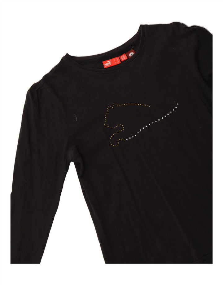 PUMA Girls Graphic Top Long Sleeve 13-14 Years Black Vintage Puma and Second-Hand Puma from Messina Hembry 