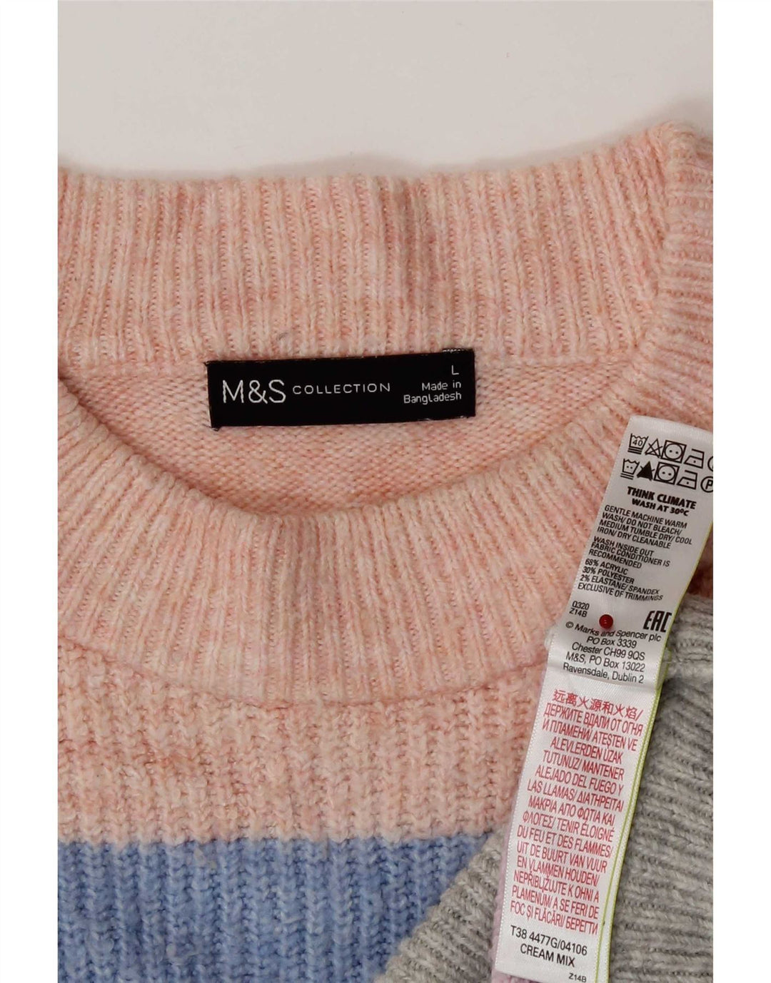 Marks & Spencer Damski sweter z okrągłym dekoltem, UK 16, duży, wielokolorowy