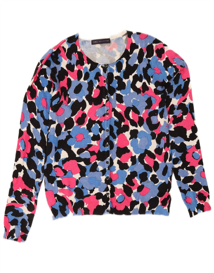 Marks & Spencer Damski sweter rozpinany UK 8, mały, wielokolorowy w kwiaty