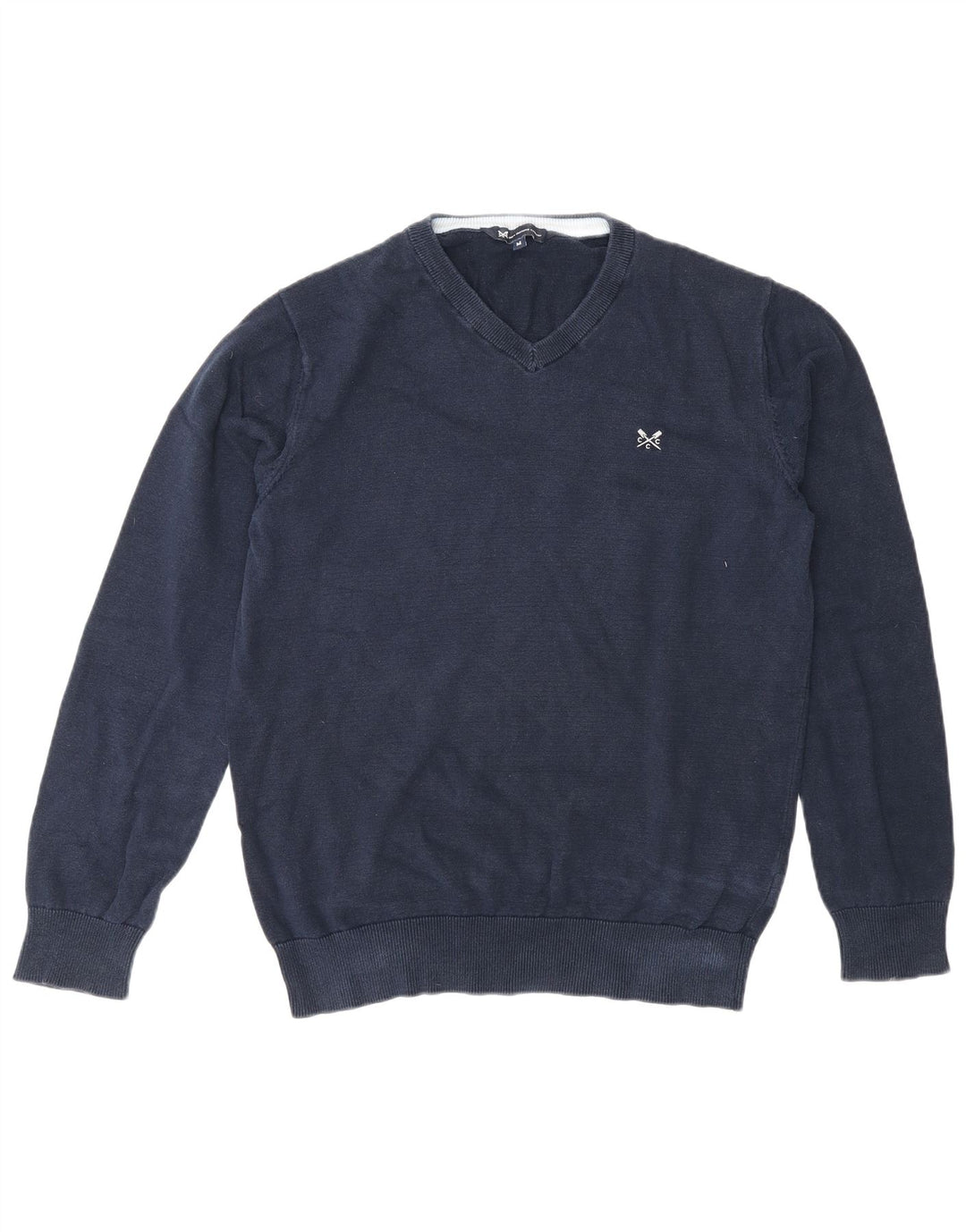 Crew Clothing Męski sweter z dekoltem w kształcie litery V, średni granatowy, bawełniany