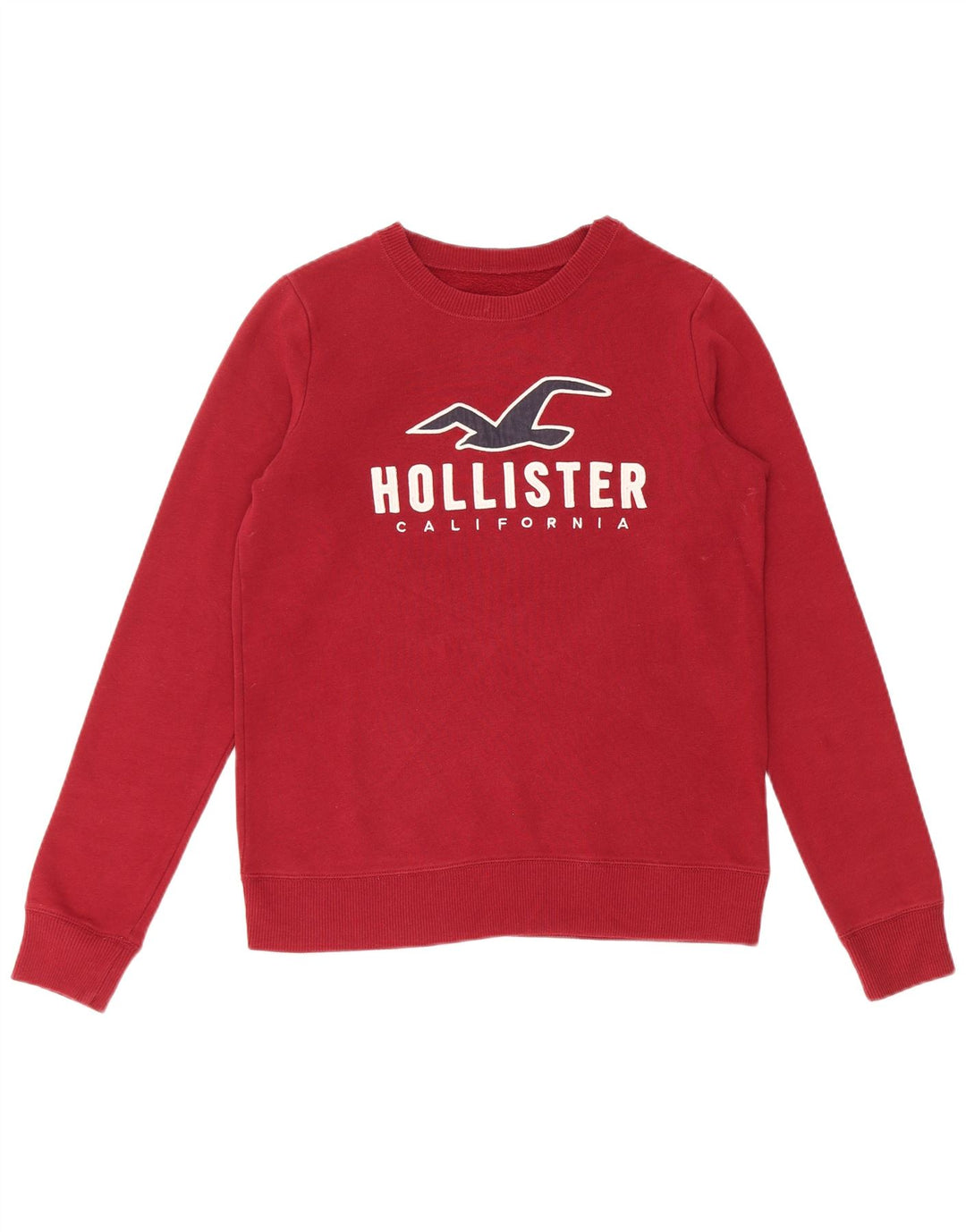 HOLLISTER Męska bluza z grafiką, sweter XS, bordowa bawełna